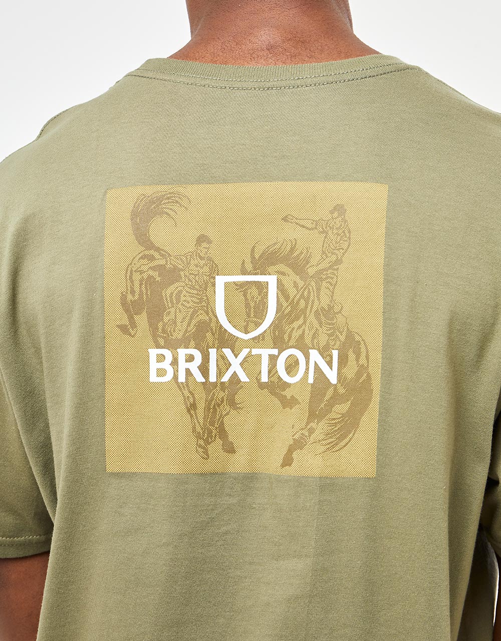 Brixton Alpha Square Standard Fit T-Shirt - Olive Surplus/Antelope/Off White