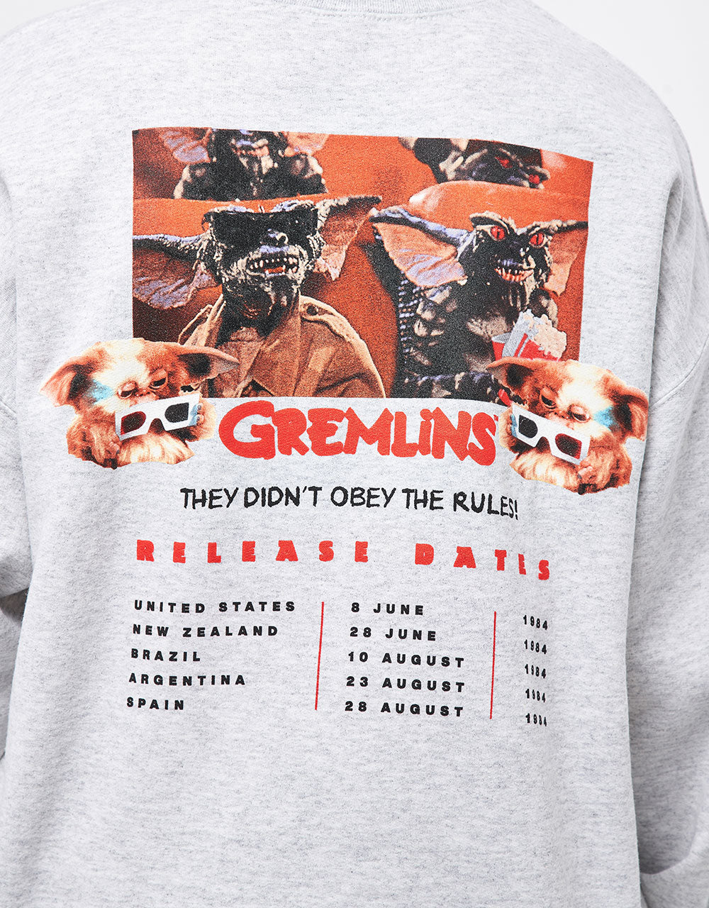 Color Bars x Gremlins Coming Soon Crewneck - Ash Grey