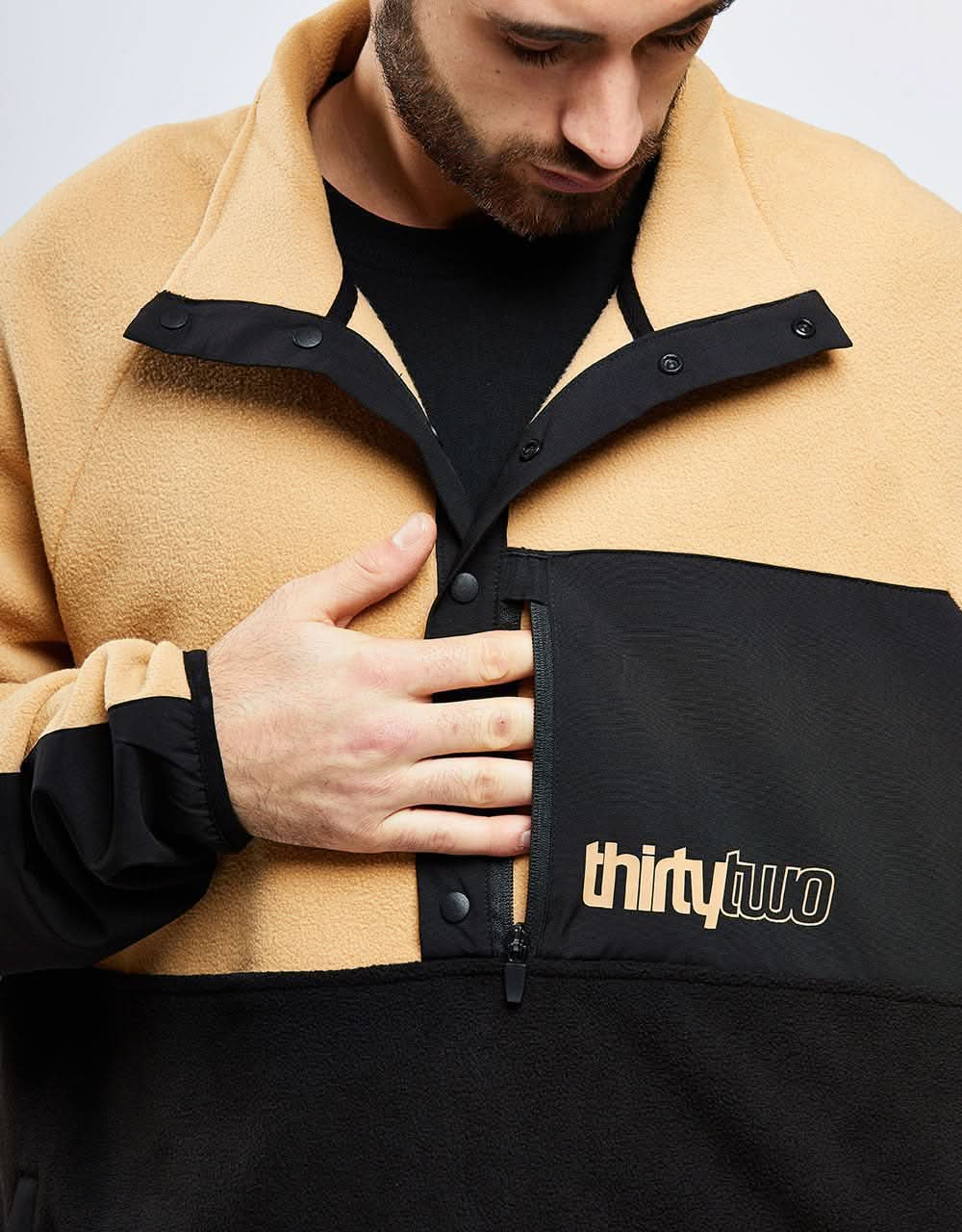 ThirtyTwo Rest Stop Fleece Anorak - Black/Tan