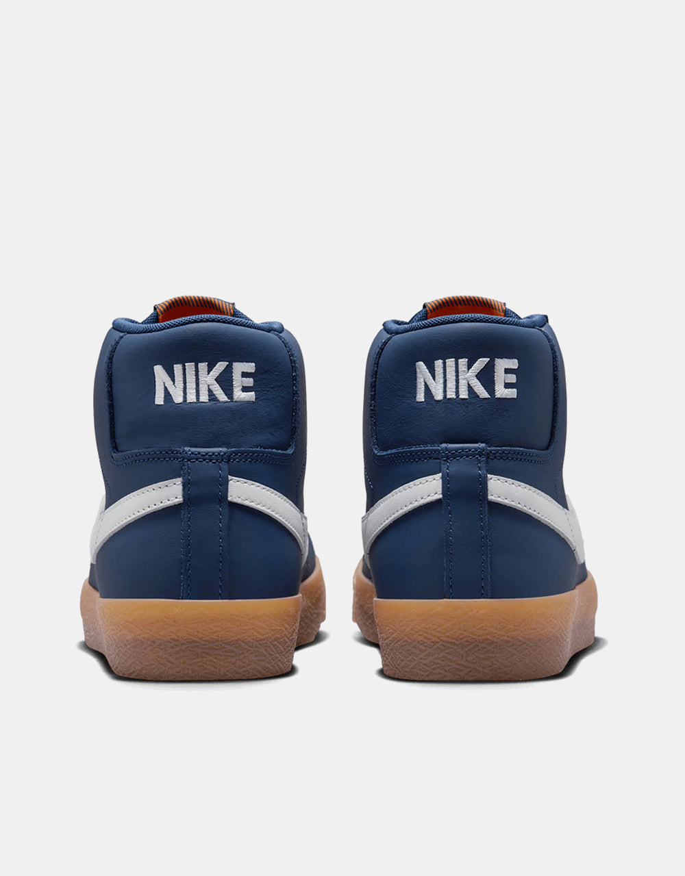 Nike SB Zoom Blazer Mid ISO Skate Shoes - Navy/White-Navy-Gum Lt Brown-Midnight Navy-Safety Orange