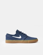 Nike SB Zoom Janoski ISO Skate Shoes - Navy/White-Navy-Gum Lt Brown-Midnight Navy-Safety Orange