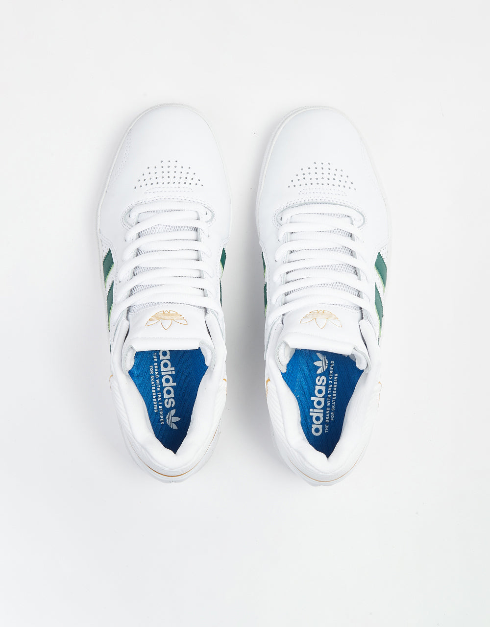 adidas Tyshawn Skate Shoes - White/Dark Green/Bluebird