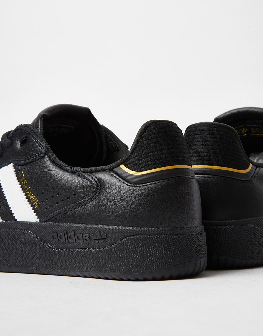 adidas Tyshawn Low Skate Shoes - Core Black/White/Gold Metallic