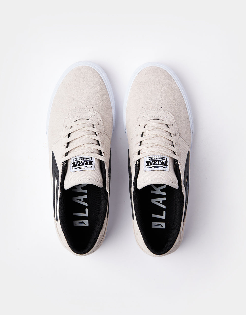 Lakai Manchester Skate Shoes - White/Black Suede