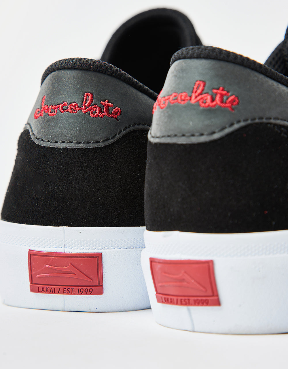 Lakai x Chocolate Flaco II Skate Shoes - Black/Red Suede