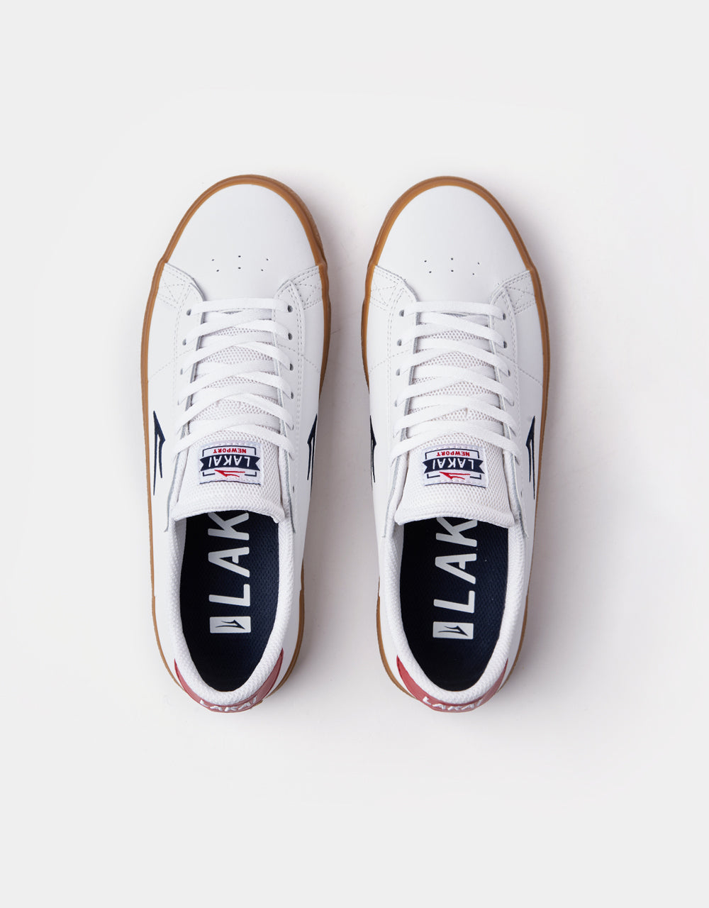 Lakai Newport Skate Shoes - White/Gum Leather