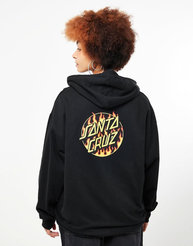 Santa Cruz x Thrasher Womens Flame Dot Pullover Hoodie - Black