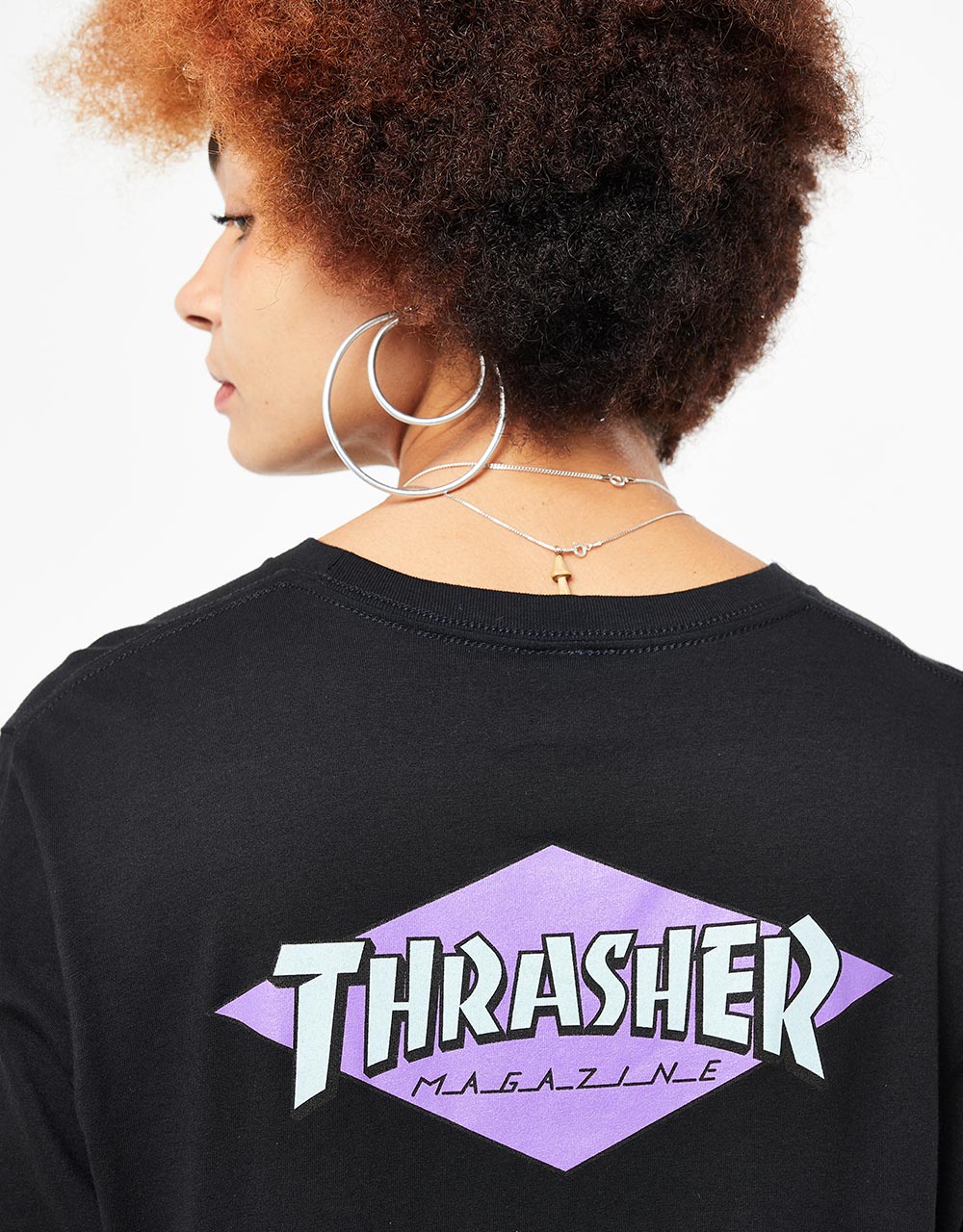 Santa Cruz x Thrasher Womens Diamond Dot Boyfriend T-Shirt - Black