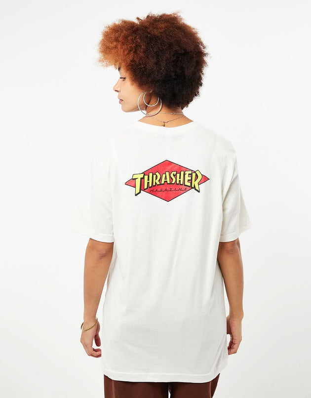 Santa Cruz x Thrasher Womens Diamond Dot Boyfriend T-Shirt - Vintage White