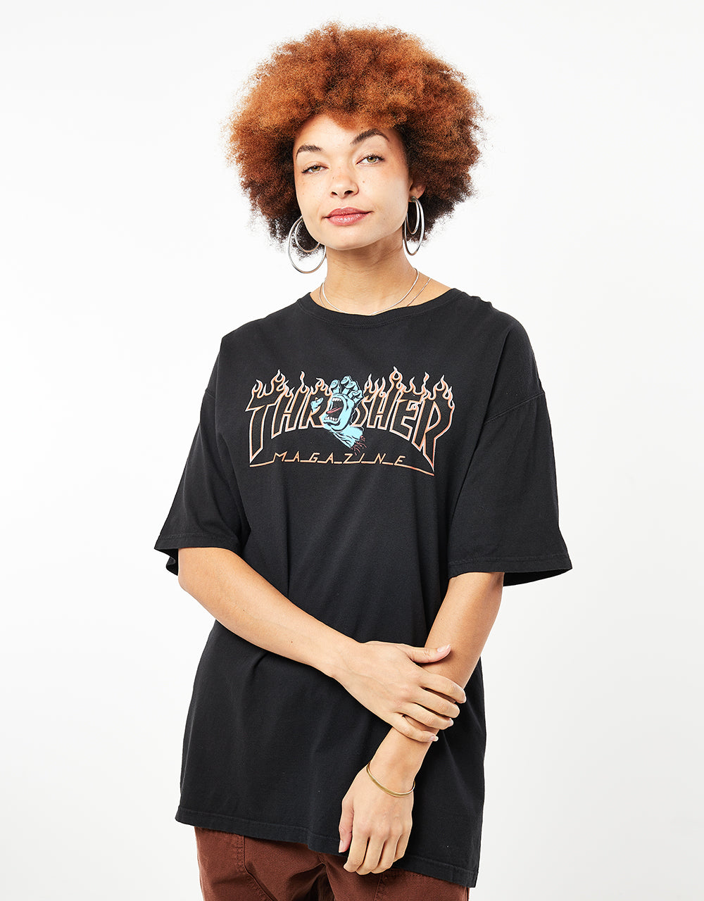 Santa Cruz x Thrasher Womens Screaming Flame Logo T-Shirt - Pigment Black