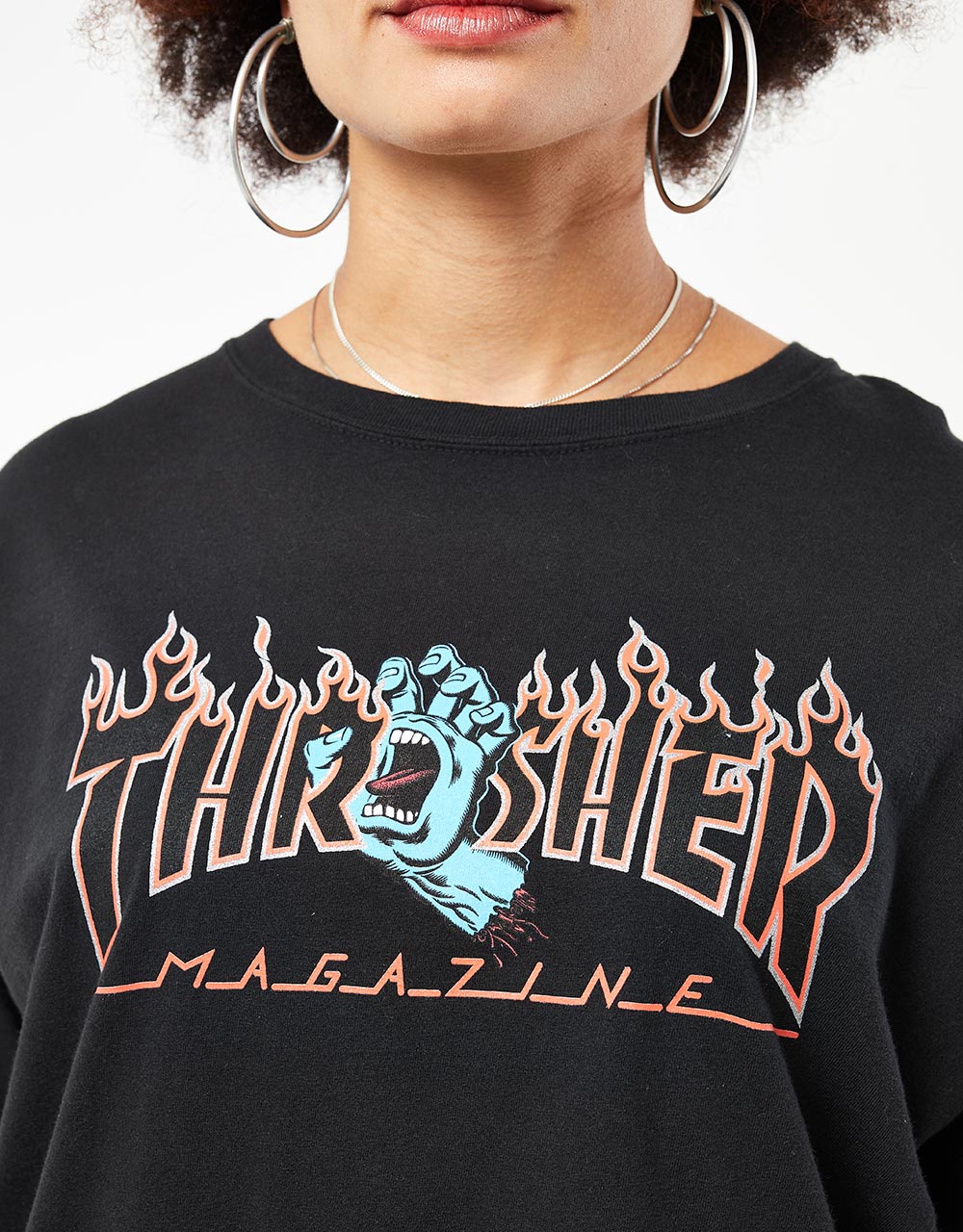 Santa Cruz x Thrasher Womens Screaming Flame Logo T-Shirt - Pigment Black