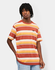 Brixton Hilt Stith Striped T-Shirt - Terracotta/Apricot/Off White