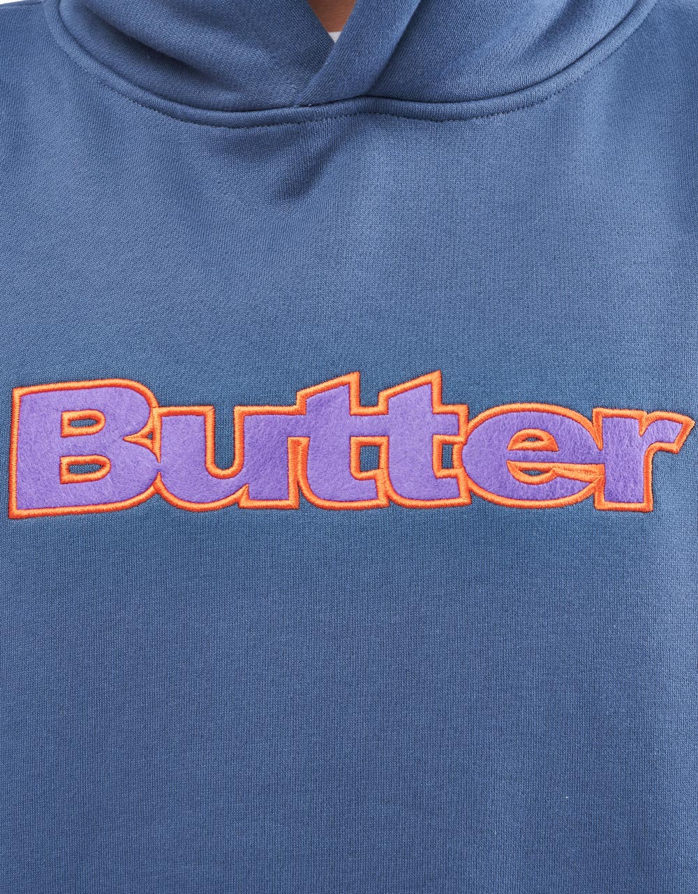 Butter Goods Felt Logo Applique Pullover Hoodie - Denim