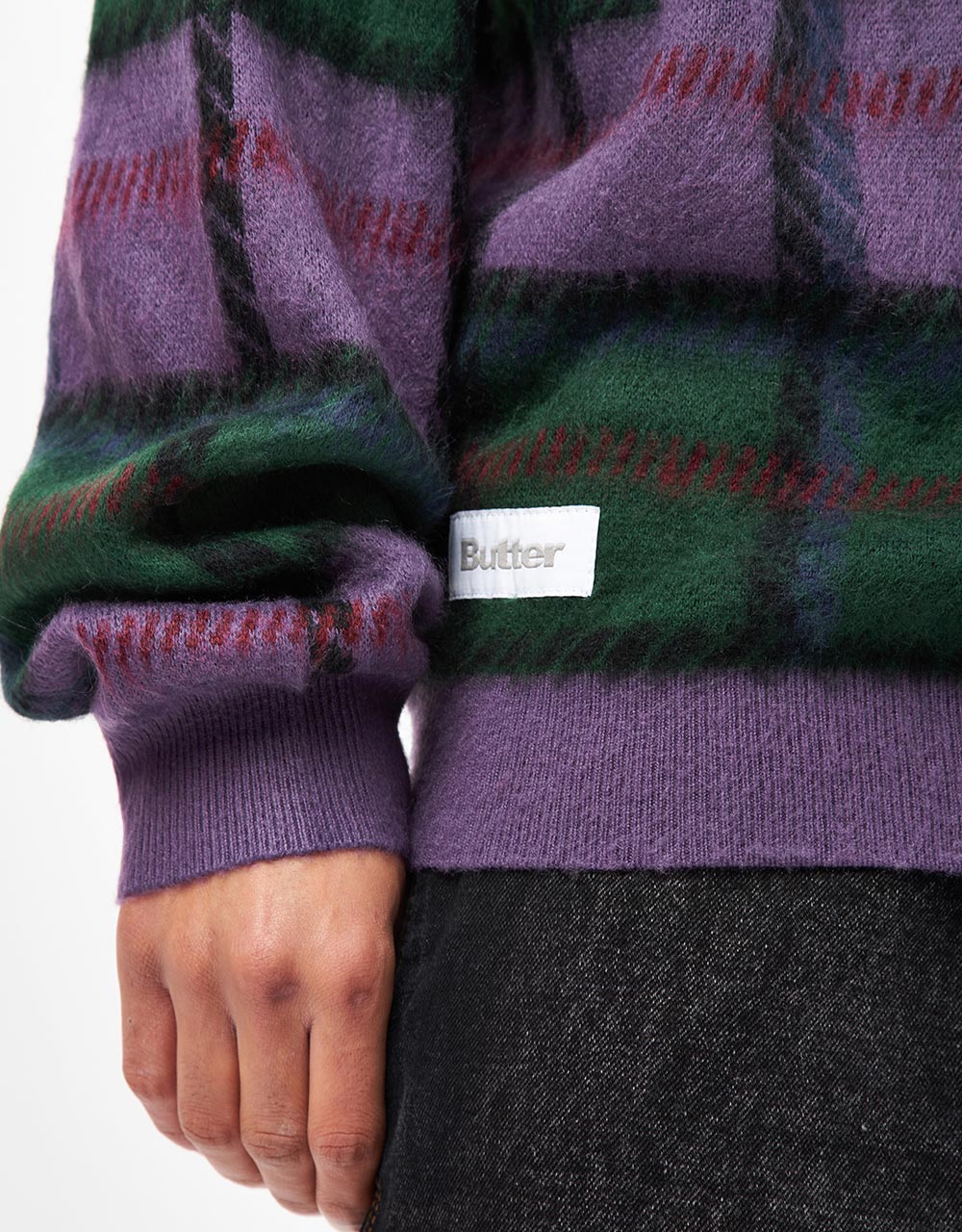 Butter Goods Ivy Button Up Knit Sweater - Sage/Eggplant