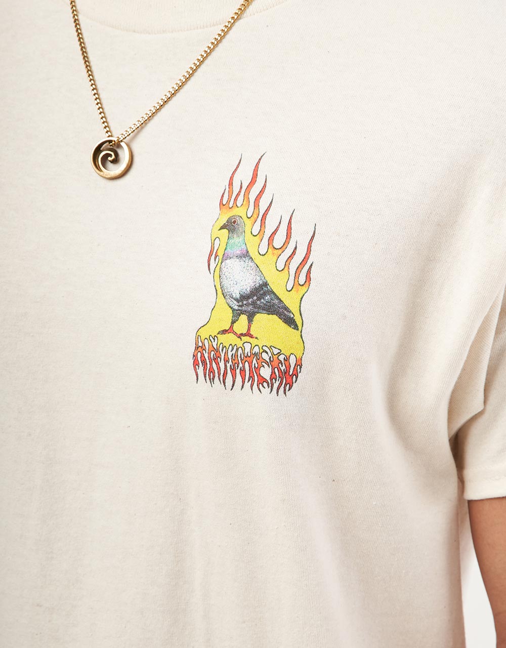 Anti Hero Flame Pigeon T-Shirt - Natural/Multi