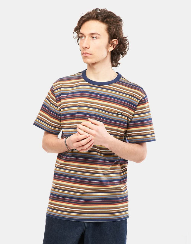 Vans Cullen Striped Pocket T-Shirt - Dress Blues/Coffee Liqueur