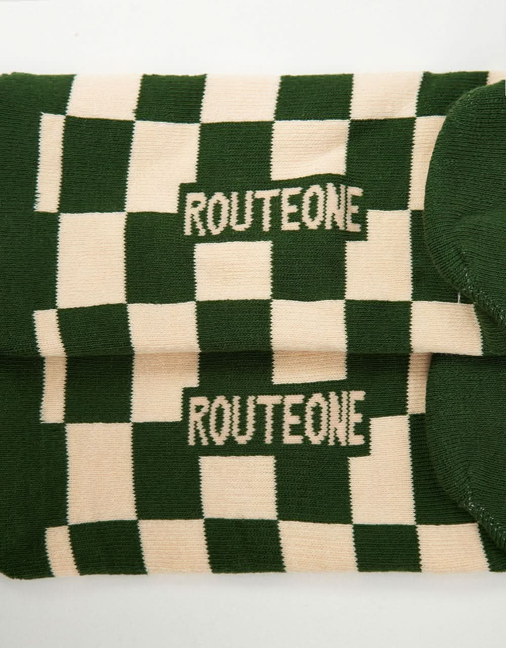 Route One Check Crew Socks - Forest Green