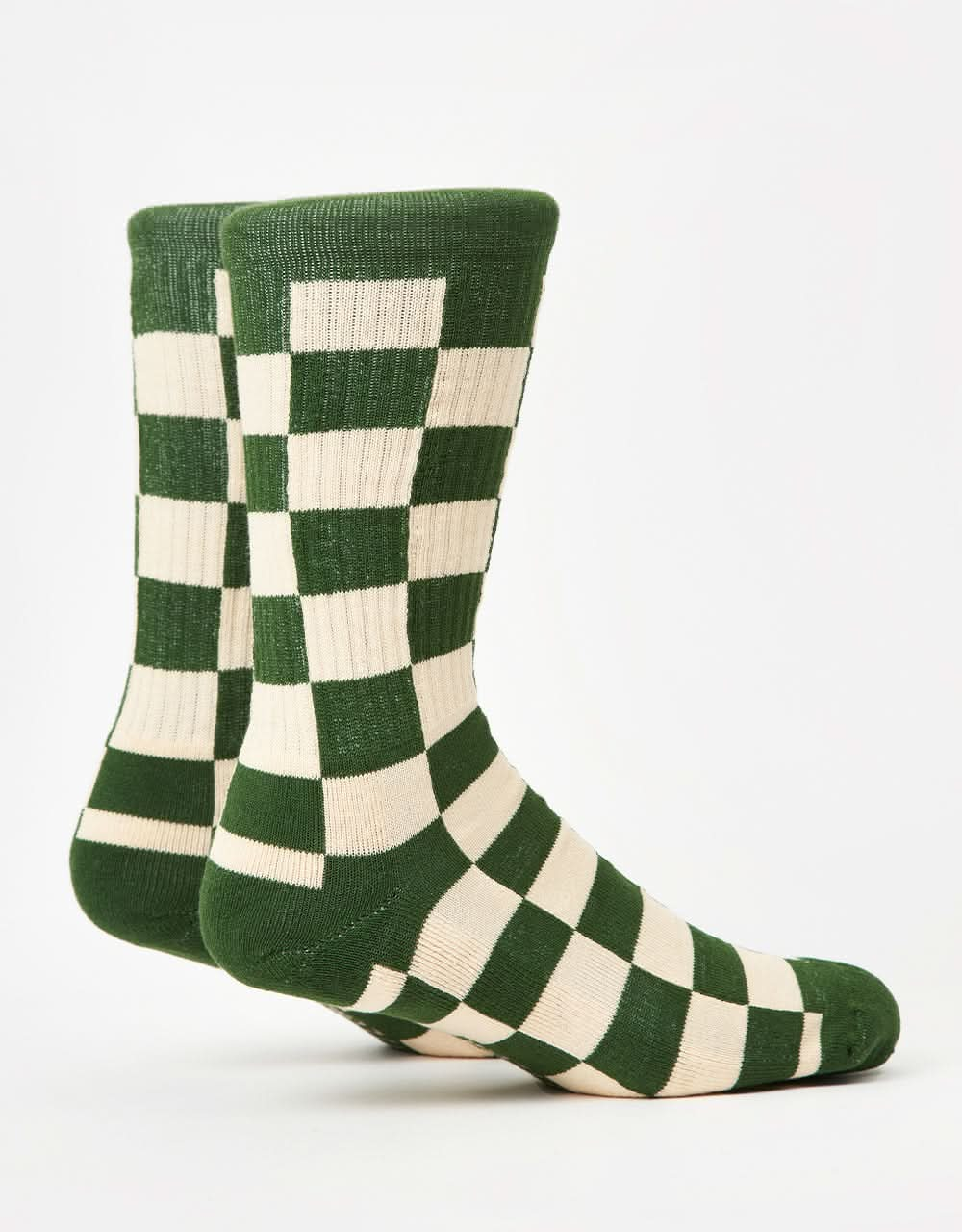 Route One Check Crew Socks - Forest Green