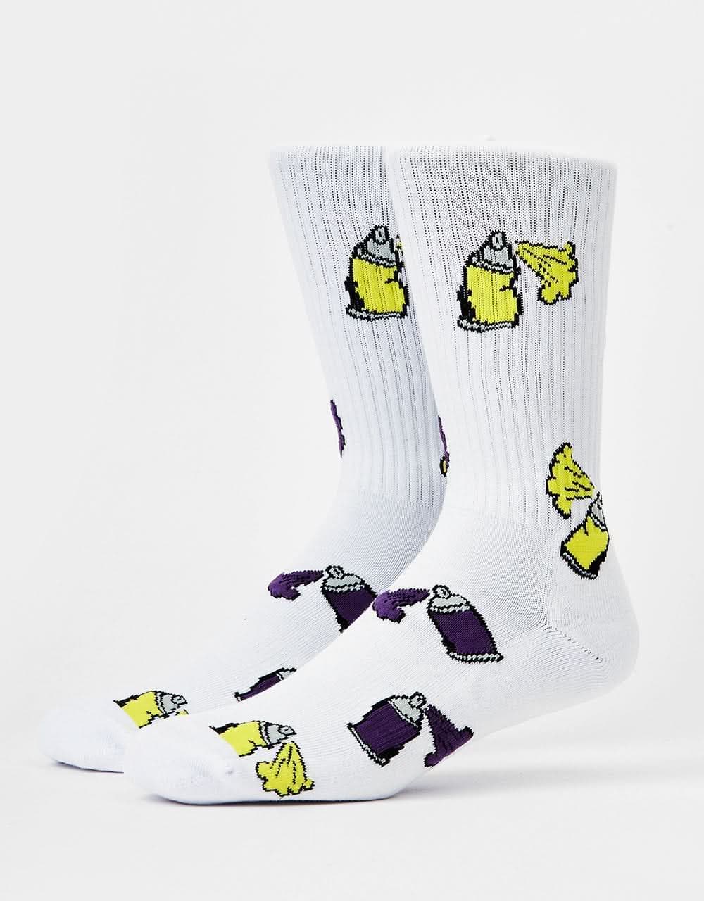 Route One Spray Cans Crew Socks - White