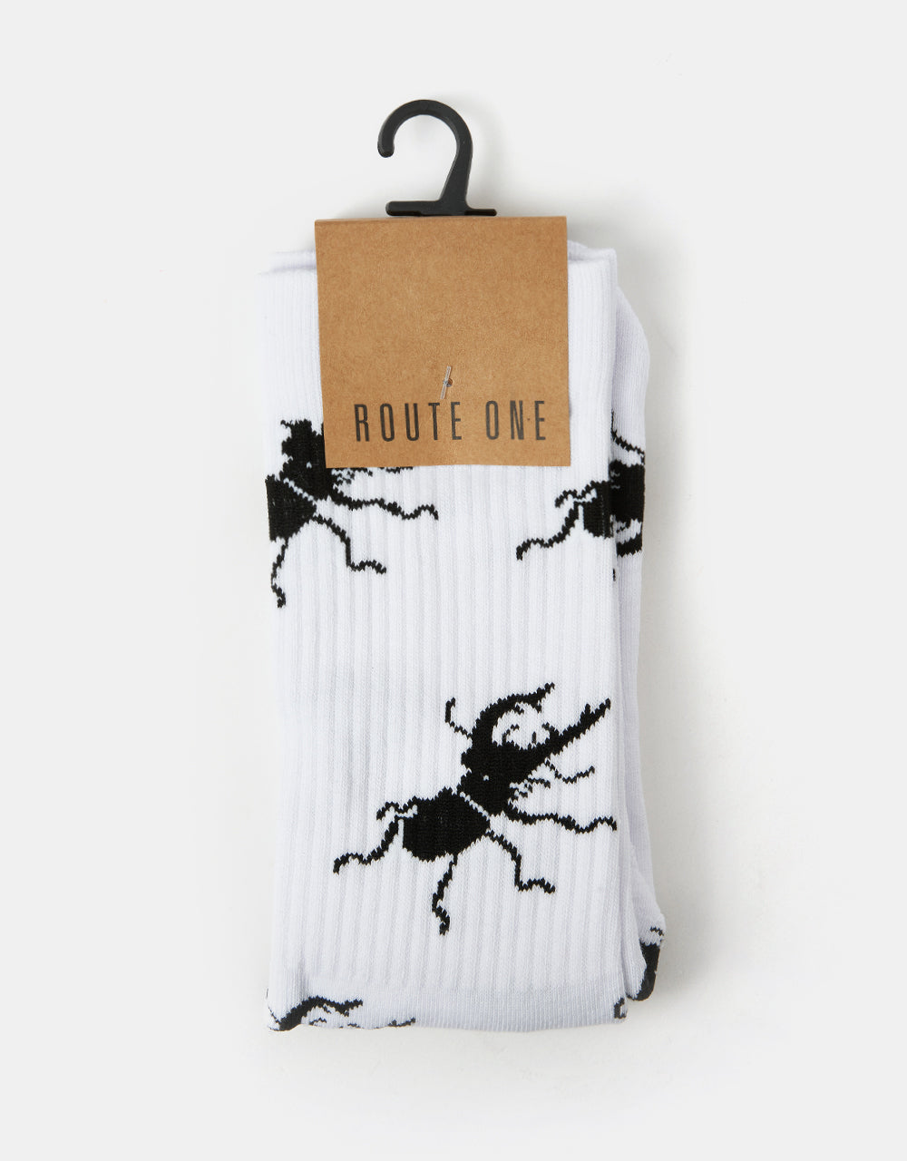 Route One Beetles Crew Socks - White