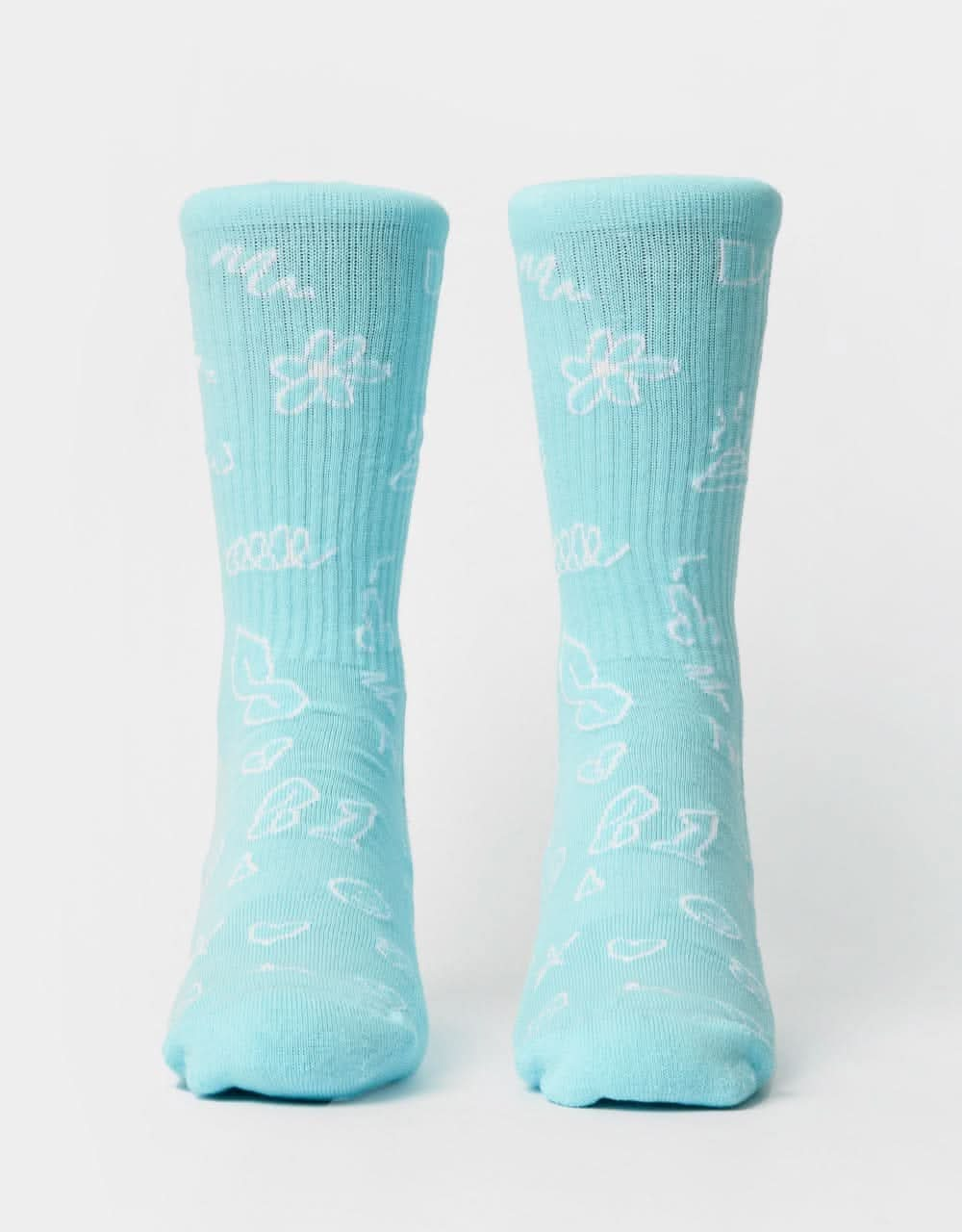 Route One Doodles Crew Socks - Blue