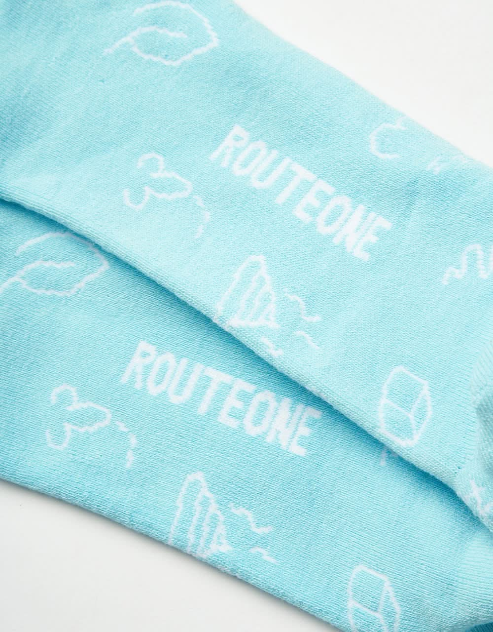 Route One Doodles Crew Socks - Blue