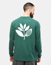 Magenta Plant Piqué L/S T-Shirt - Green