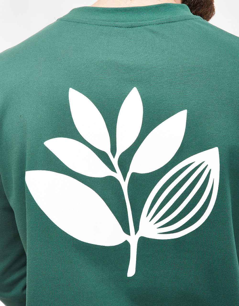 Magenta Plant Piqué L/S T-Shirt - Green