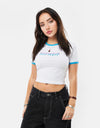 RIPNDIP Womens Digital Dream Cropped Ringer Tee  - White/Blue