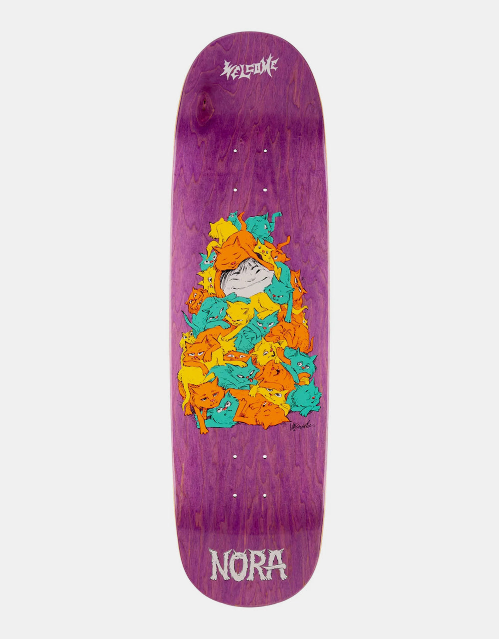 Welcome Nora Purr Pile on Sphynx Skateboard Deck - 8.8"