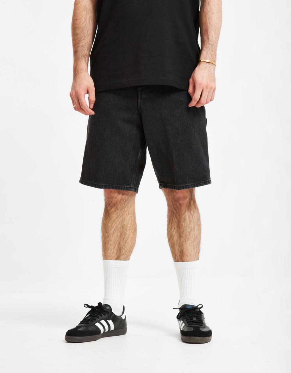 Carhartt WIP Single Knee Short - Black (Stone Washed) | Route One