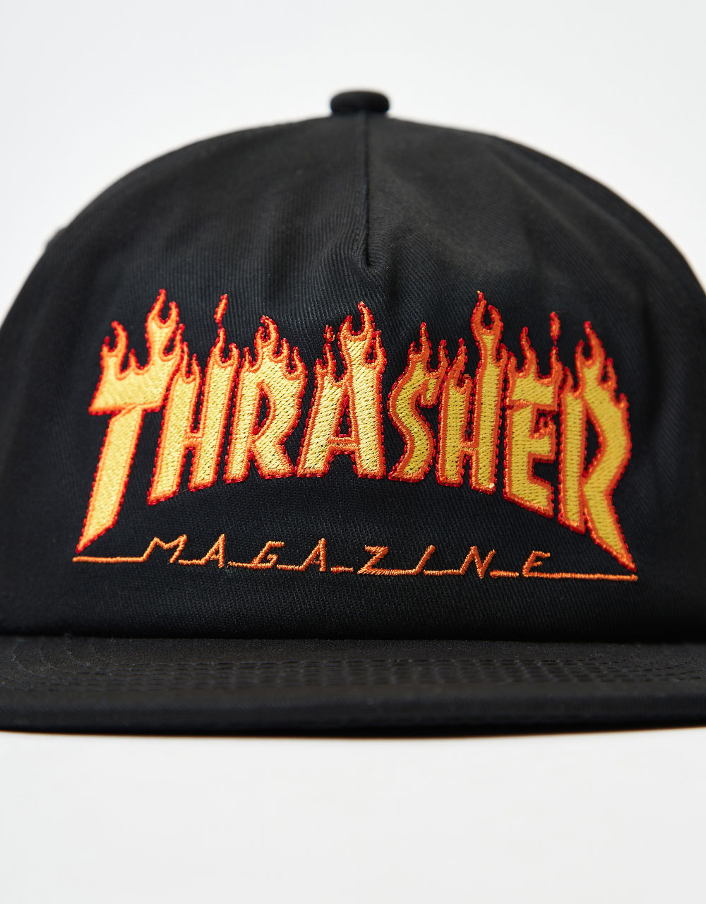 Thrasher Flame Embroidered Snapback Cap - Black