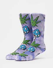 HUF Green Buddy Mushroom Tie Dye Socks - Purple