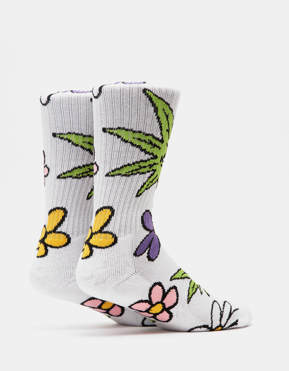HUF Green Buddy Blossom Socks - White