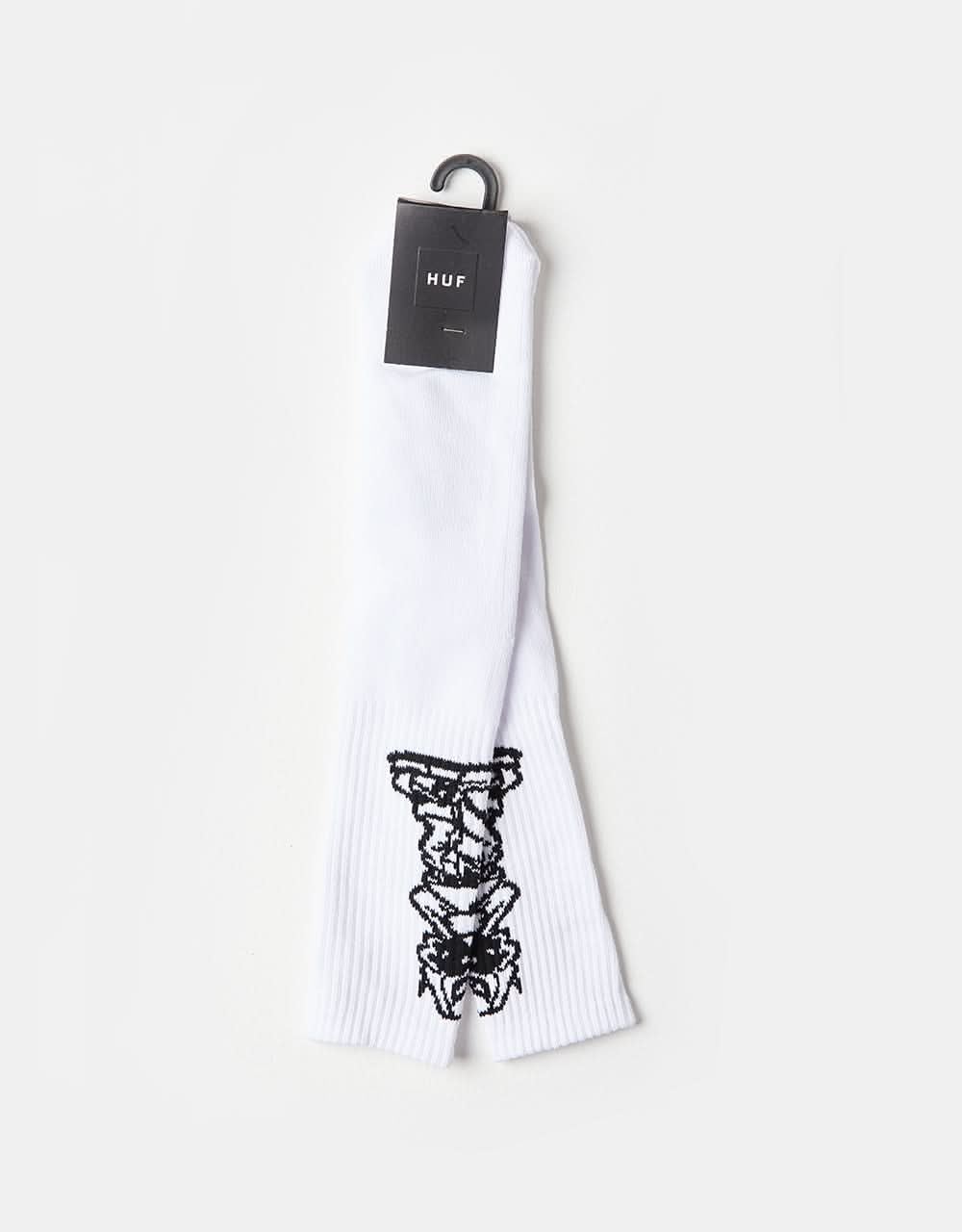 HUF Rave Crew Socks - White