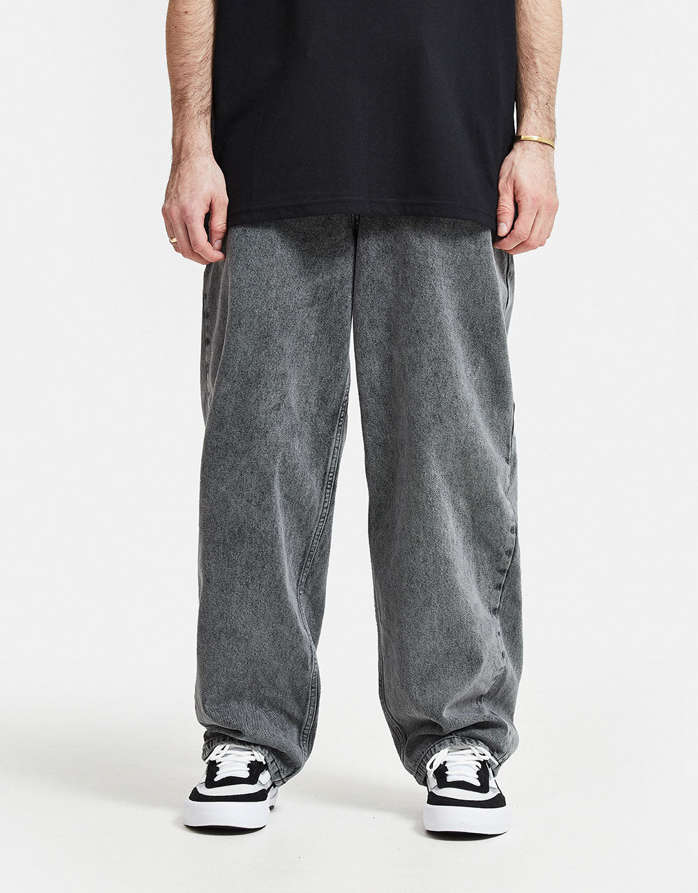 Route One Super Baggy Denim Jeans - Slate Grey