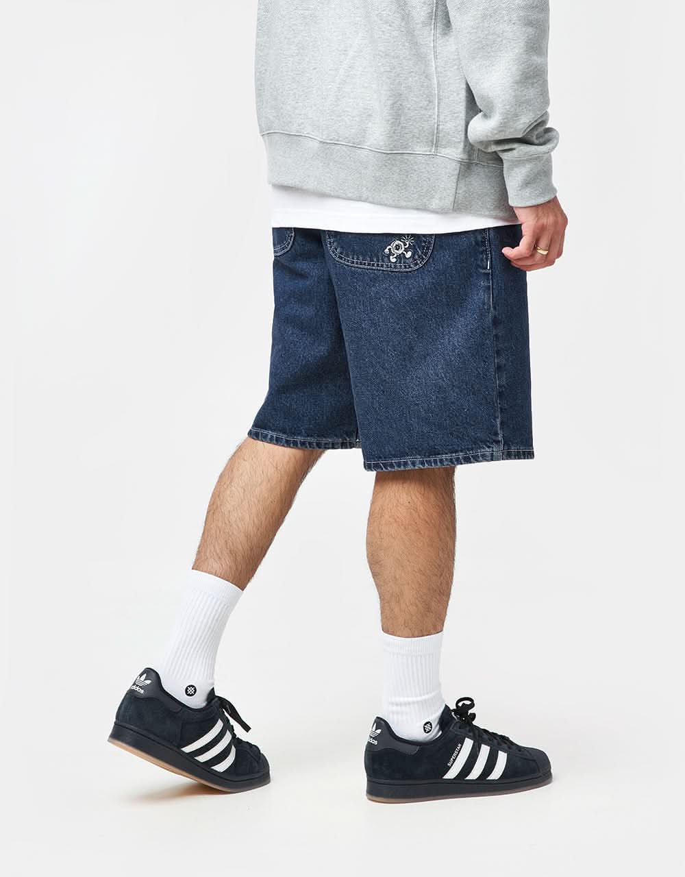 Route One Super Baggy Jorts | Dark Wash Blue