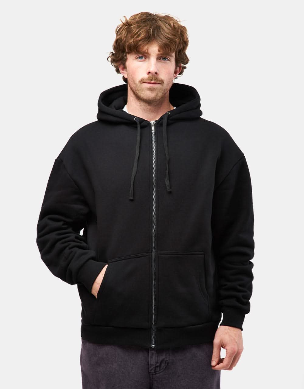 Route One Heavyweight Zip Hoodie (400gsm) - Black