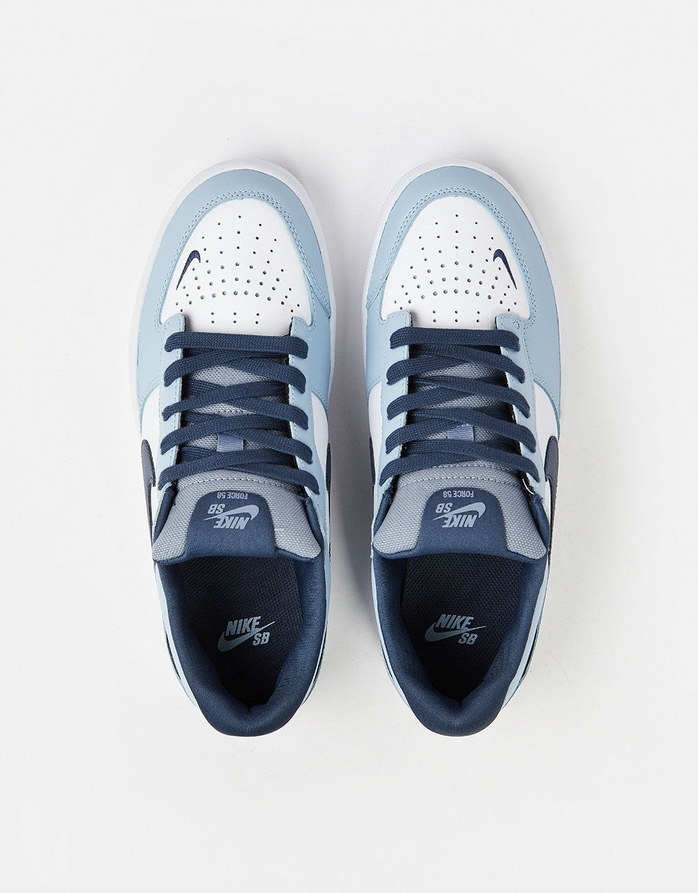 Nike SB Force 58 Premium Leather Skate Shoes - White/Thunder Blue-White-Ashen Slate