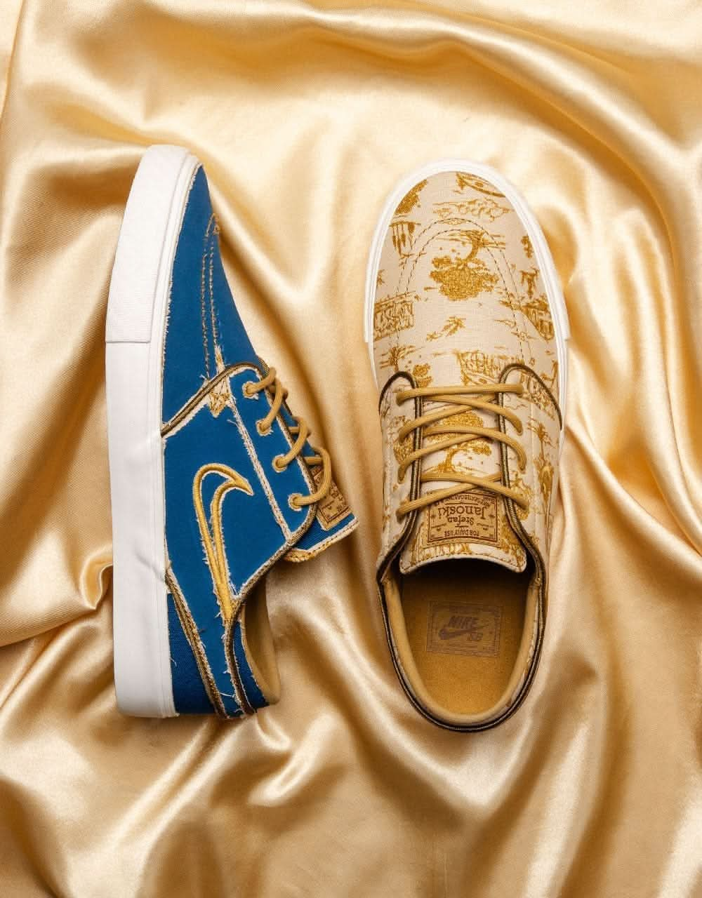 Nike SB Zoom Janoski OG+ Premium Skate Shoes - Sesame/Flt Gold-Bronzine-Sail-Court Blue-Gum Lt Brown