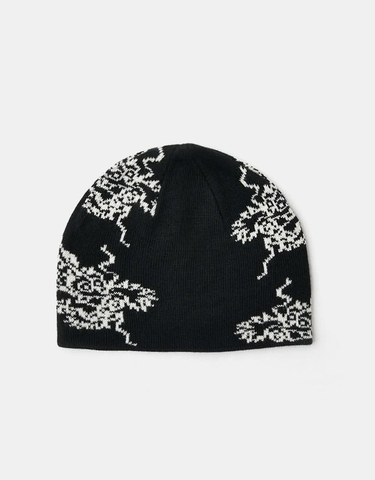 Route One Dragon Cuffless Beanie - Black/Angora
