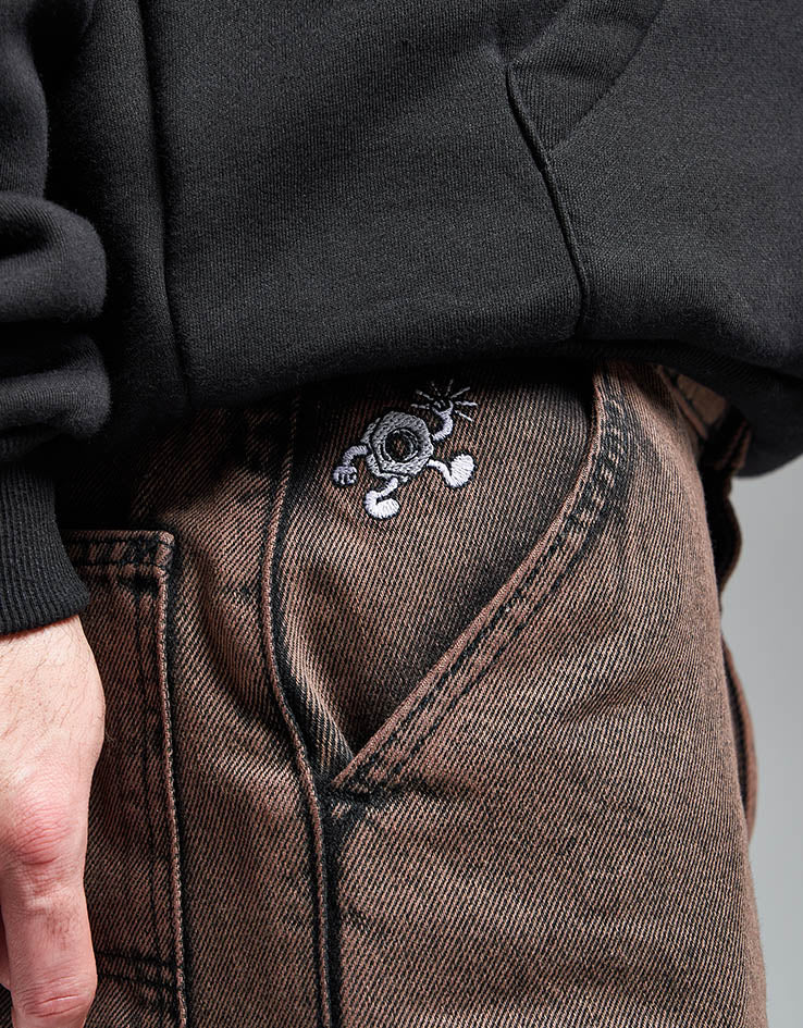 Route One Super Baggy Denim Jeans - Burnt Mahogany