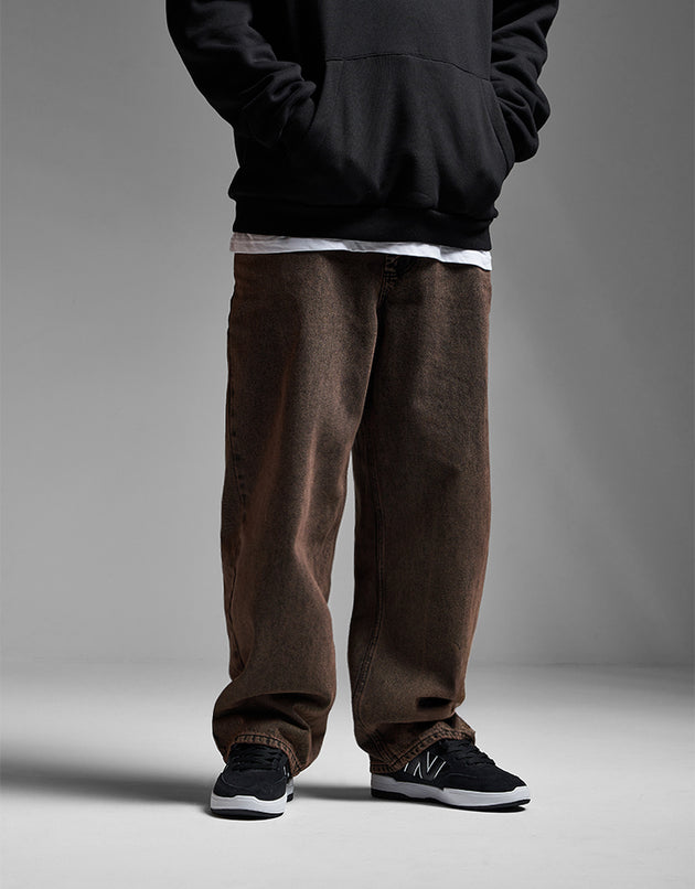 Route One Super Baggy Denim Jeans - Burnt Mahogany