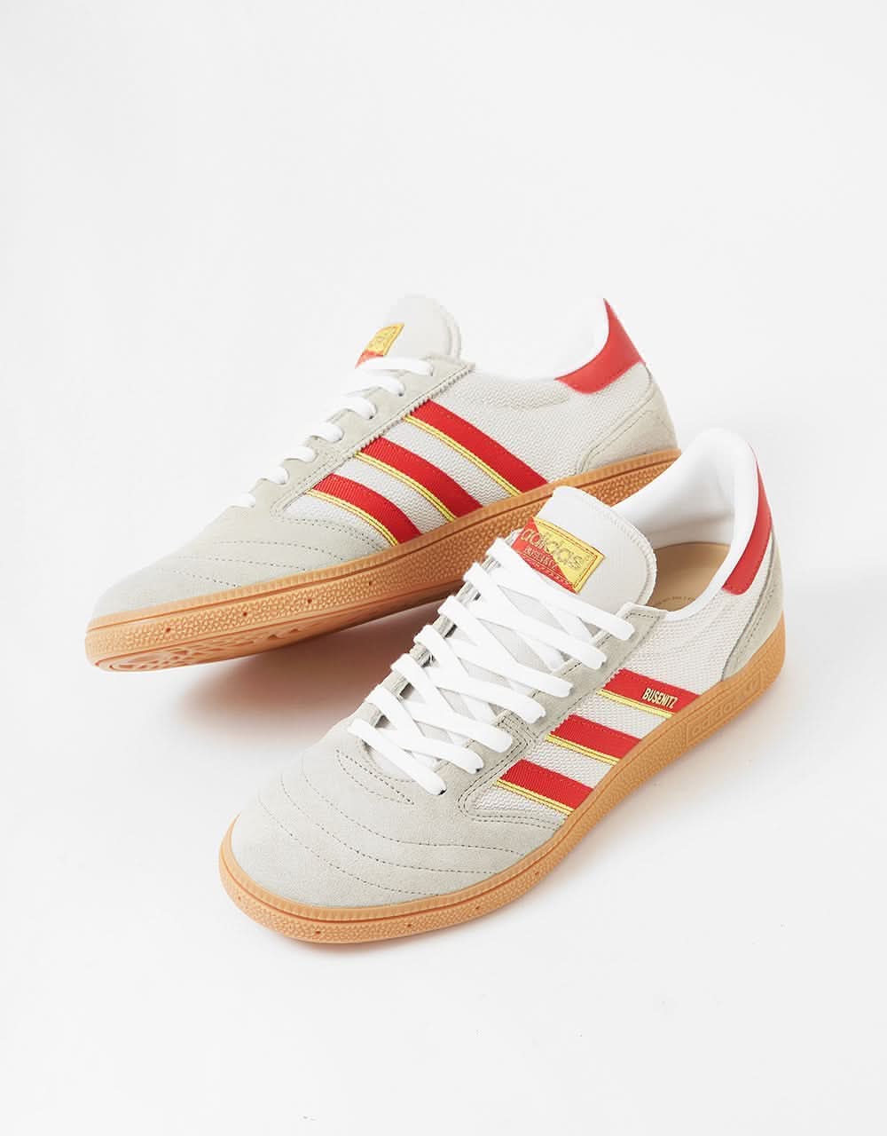 adidas Busenitz Vintage Skate Shoes - Feather Grey/Red/Orbit Grey Route One adidas Busenitz Vintage Skate Shoes - Feather Grey/Red/Orbit Grey Route One