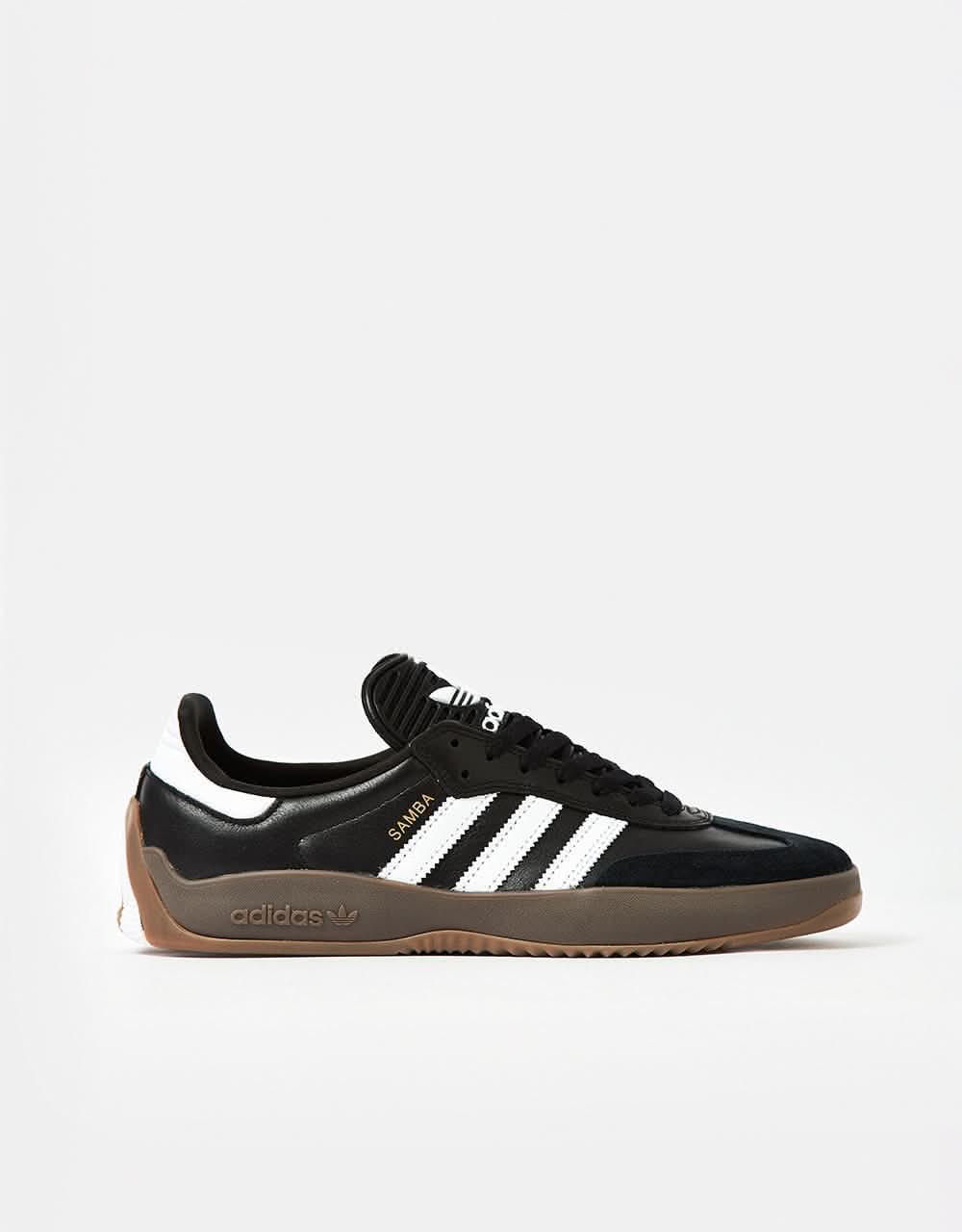 adidas Puig Samba Skate Shoes Black/Gum/Gold Metallic – Route One