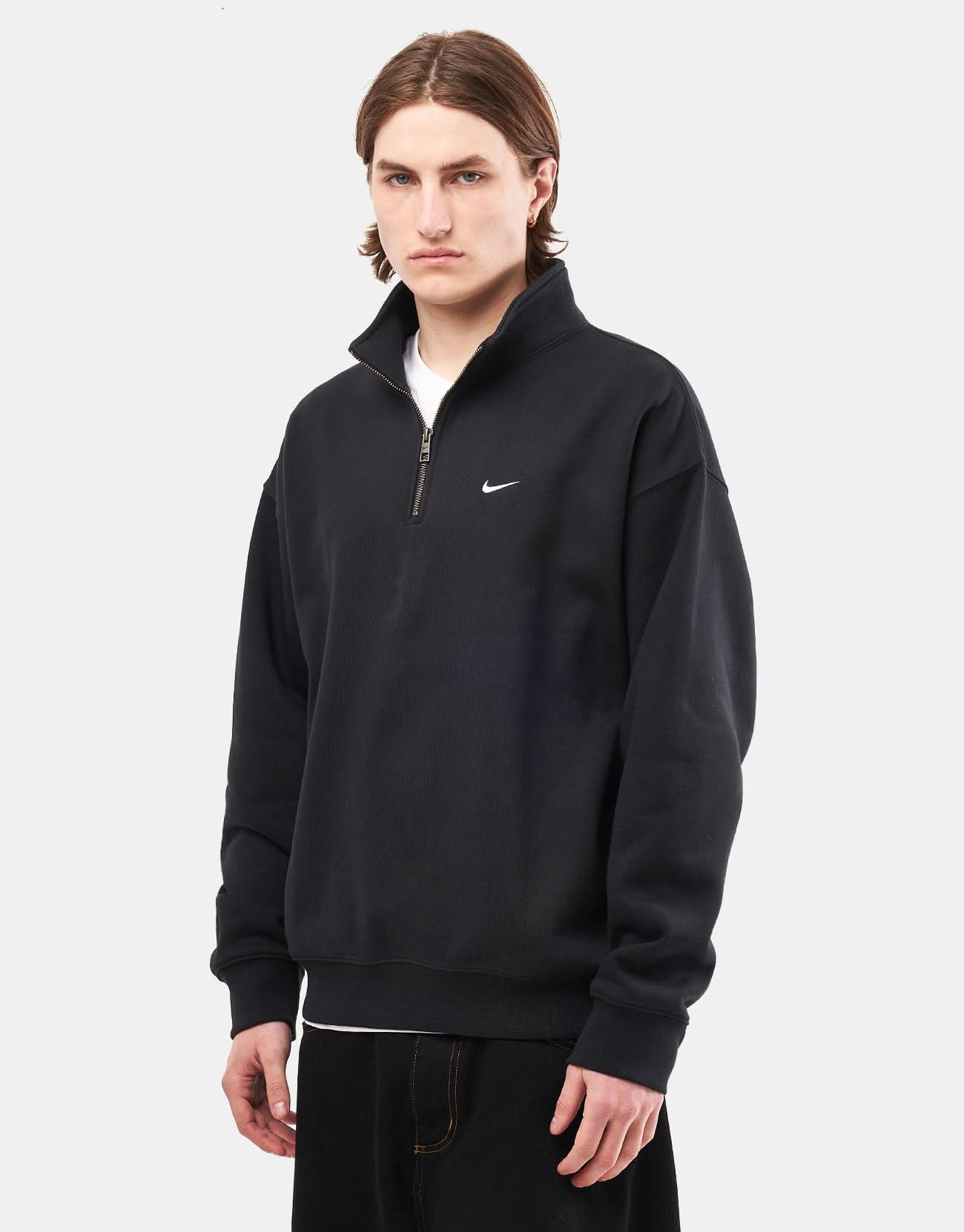 Nike Solo Swoosh 1/4 Zip Fleece - Black/White – Route One
