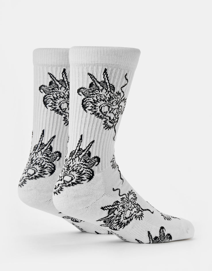 Route One Dragon Crew Socks - White