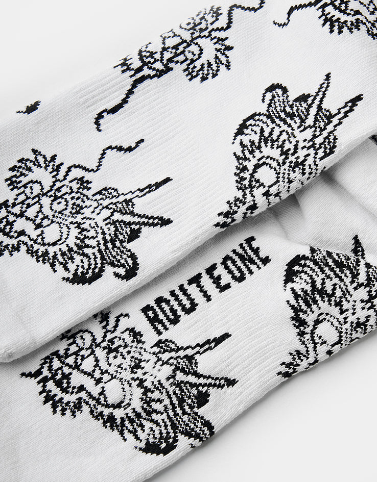 Route One Dragon Crew Socks - White