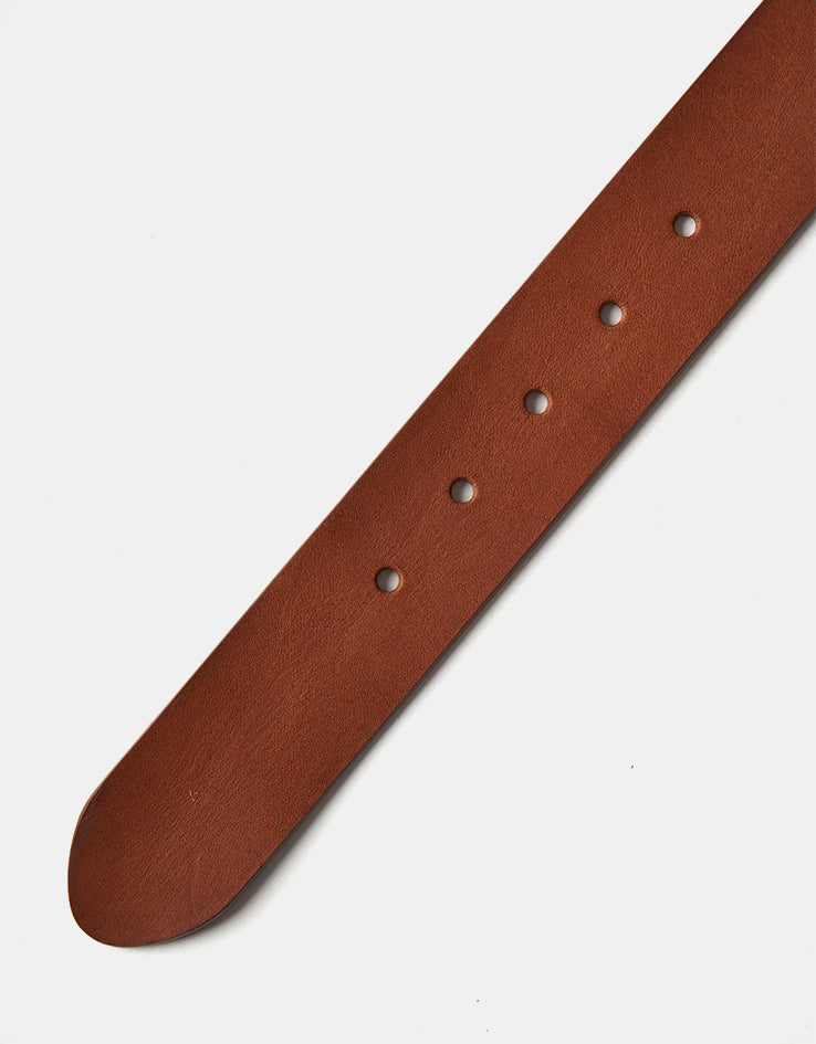 Carhartt WIP Script Leather Belt - Cognac/Silver