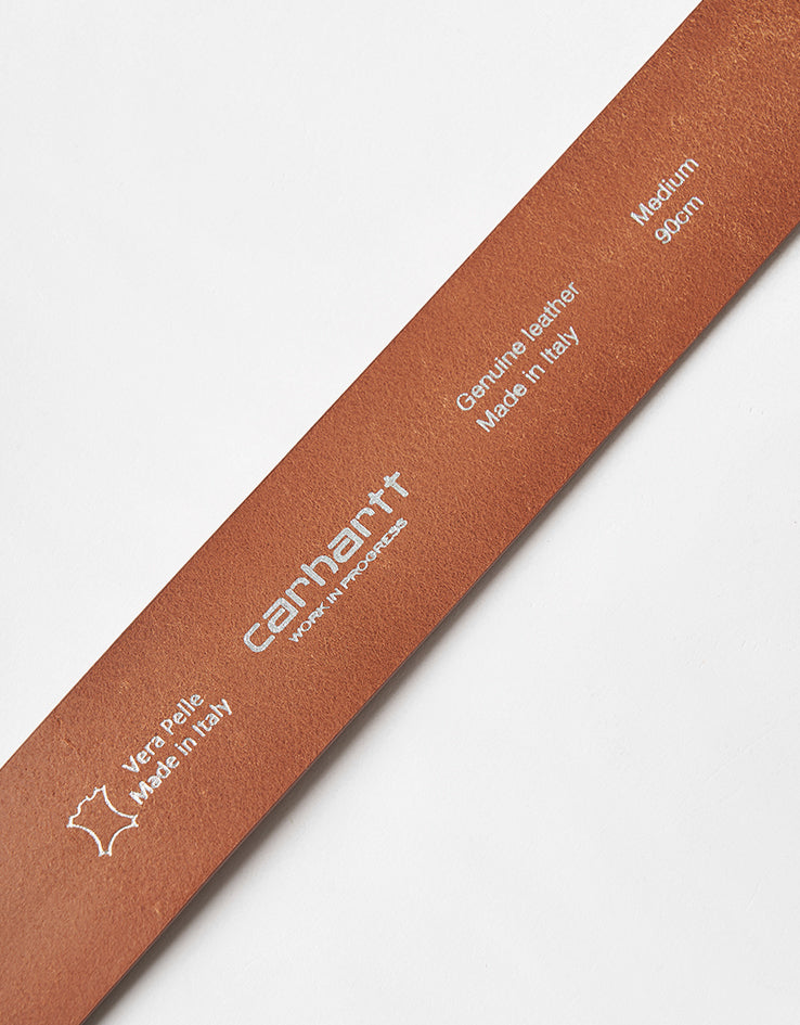 Carhartt WIP Script Leather Belt - Cognac/Silver